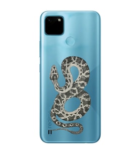 Realme C21Y/C25Y Uyumlu Yılan Desenli Şeffaf Telefon Kılıfı