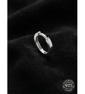 925 Ayar Gümüş Rodyum Kaplama Yuvarlak Erkek Halka Küpe - Tek (2x14mm)