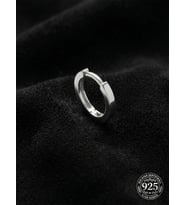 925 Ayar Gümüş Rodyum Kaplama Yuvarlak Erkek Halka Küpe - Tek (2x14mm)