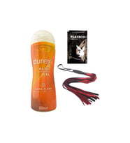 Durex Play 2si1 Arada Ylang Ylang Baştan Çıkartmaya & Kayganlaştırmaya Jel 200 ml + Kırmızı Püsküllü Deri Kırbaç + Hediye