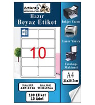 A4 Hazır Etiket 99.1x57 mm 10 Sayfa 1 Paket Kendinden Yapışkanlı Fotokopi Lazer İnkjet Kağıdı Yazıcılar İçin Uyumlu (Beyaz)