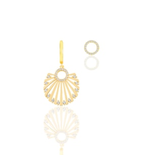 Gümüş altın yaldızlı zirkon taşlı midye kombin küpe SGTL11773GOLD