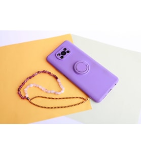Ametist, Pembe Kuvars Doğal Taş İkili Telefon İpi (Karışık)