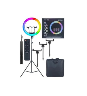 45 cm Renkli LED Yüz Işığı, Tripod ve Uzaktan Kumanda ile Set