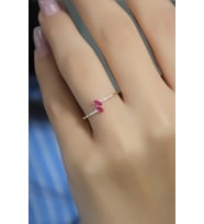 PEMBE TAŞLI YÜZÜK 14 AYAR A080547
