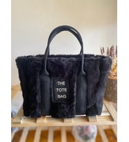 The Tote Bag Nubuk Kolon Kadın El Ve Omuz Peluş Çanta (Siyah)