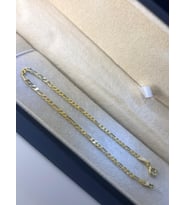 Unisex 3 Mm Kalınlıkta Figaro Model Altın Kaplama 925 Ayar Gümüş Sevgiliye,eşe Hediye Bileklik