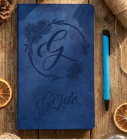 Kişiye Özel Ayçiçekli G Harfli Defter Doğum Günü Hediyesi (Mavi)