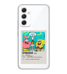 Samsung Galaxy A34 Uyumlu Sunger Bob Minimalist Poster Desenli Şeffaf Telefon Kılıfı