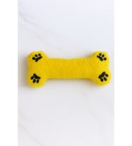 Monox Wellsoft (Peluş) Kemik Şekilli Pati Nakışlı Köpek Oyuncağı (Sarı)