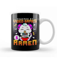 Powered By Video Games & Ramen Anime Cat Gamer Kupa Bardak Porselen