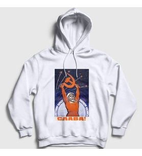Presmono Unisex Beyaz Slava CCCP Sovyetler Birliği Kapüşonlu Sweatshirt 267727tt
