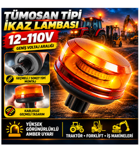 Tepe Lambası Tümosan Bağlantılı 10 Fonksiyonlu Alttan Soket Fişli 12-110 Volt