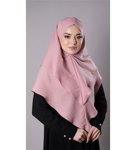 Pudra Pratik Hazır Geçmeli Tesettür Eşarp Pamuk Caz Kumaş Çift Katlı Çapraz Hijab 2304_06