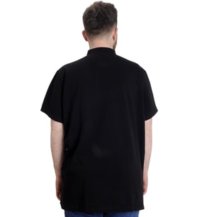 Mode XL Büyük Beden Erkek T-shirt Hakim Yaka MD LOGO 22326 Siyah