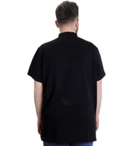 Mode XL Büyük Beden Erkek T-shirt Hakim Yaka MD LOGO 22326 Siyah