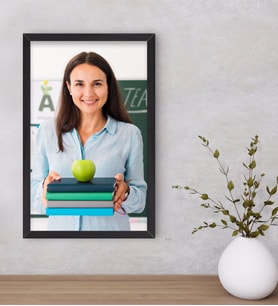 BK Gift Kişiye Özel Kadın Öğretmen Fotoğraflı Dekoratif Ahşap Siyah Çerçeveli Tablo-1