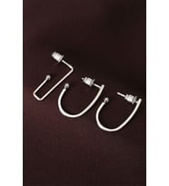 küpeGeometrik Model Gümüş Renk Metal Çoklu Küpe (Çok Renkli)