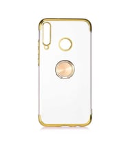 Huawei P40 Lite E Kılıf Kenarları Renkli Yüzüklü Manyetik Silikon (Gold)