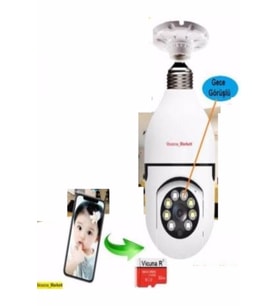 Pazariz Speed Ampul Kamera + 32gb Hafıza Kart 360° Döndürülen Hareketli Kamer