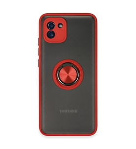 Samsung Galaxy A03 Kılıf Montreal Yüzüklü Silikon Kapak - Kırmızı