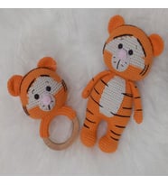 amigurumi winnie the pooh arkadaşı tiger oyuncak ve çıngırak diş kaşıyıcı