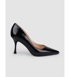%100 Hakiki Deri Siyah Rugan Kadın Stiletto