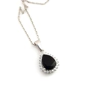 Sky Diamond Black 925 ayar Gümüş Lüks Damla Kolye