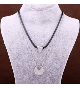 Üçgen Tasarımlı Choker Gümüş Kolye 3439