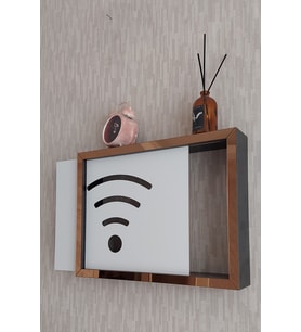 25x35x7 cm Wifi Desen Siyah-Bronz Duvara Asılabilir Sigorta ve Modem-Wifi Saklama Kutusu! Saklama Kutusu