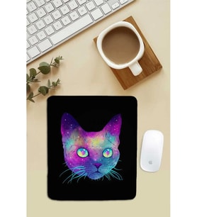 SonicTouch Bilek Destekli Kedili Siyah Dikdörtgen Pürüzsüz Yüzey Dikişsiz Mouse Pad 18x22cm