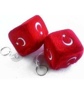 araba cam süsü 2li ayyıldız türkiye yumuşak kare top