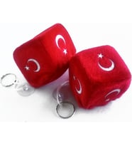 araba cam süsü 2li ayyıldız türkiye yumuşak kare top