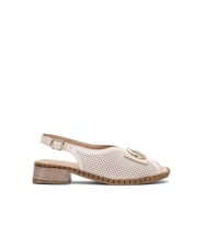 Venüs 2512003 Kadın Hakiki Deri Tokalı Kalın Topuk Comfort Sandalet (Bej)