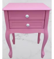 Komodin 90359Model Klasik Kayın Aslan Ayak Parlak Pembe Lake Çift Çekmece El Yapım