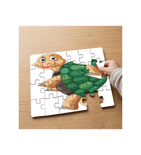Sevimli Mutlu Kaplumbağa Tasarımlı 24 Parça Ahşap Çocuk Puzzle MPK1157