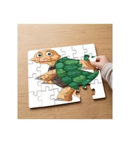 Sevimli Mutlu Kaplumbağa Tasarımlı 24 Parça Ahşap Çocuk Puzzle MPK1157