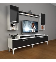 Decoraktiv Ekoflex 5DA Slm Silver Tv Ünitesi Tv Sehpası - Beyaz Siyah (Siyah - Beyaz)