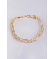 Vip Seri Pirinç Zirkon Taşlı Gold Renk Sarmal Model Bileklik 5886