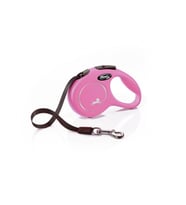 Flexi New Classic Otomatik Pembe Şerit Köpek Gezdirme Tasması Medium 5 Metre