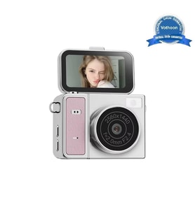 2k Mini Dijital Retro Video Kamera Flaşlı Dijital Vlog Mini Fotoğraf Makinesi Türkçe Menü Pembe