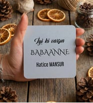 Kişiye Özel Babaanneye Hediye Bardak Altlığı Anneler Günü Hediyesi Hediyesi (Beyaz)