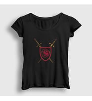 Presmono Kadın Siyah Swords Targaryen House Of The Dragon T-Shirt 344629tt