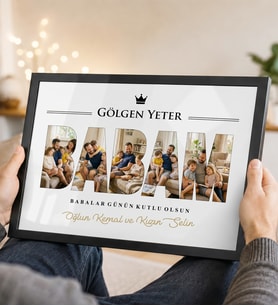 Babalar Günü Hediyesi Kişiye Özel Fotoğraflı Baba Çerçevesi - Gölgen Yeter Temalı Babaya Anlamlı Hediye