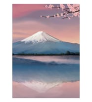 Kiraz Çiçekleri Ile Mt Fuji Tablo Ahşap Poster Dekoratif