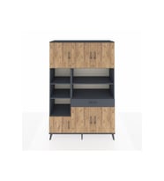 Hyperion Dolap 10 Raflı Tek Çekmeceli 6 Kapaklı 132x44x195 Antrasit-Çam/Antrasit