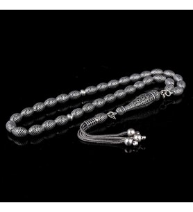 925 Ayar Gümüş Arpa Kesim Fizyon Tesbih Model 3