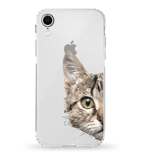 Apple iPhone XR Uyumlu Kamera Korumalı Tıpalı Kapak Catface Tasarımlı Silikon Şeffaf Kılıf