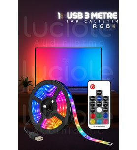 RGB Şerit LED Işık 3 Metre  USB Girişli Kumandalı Ambiyans Lamba – TV Arkası & Lambader Alternatifi