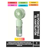 Sessiz 3 Kademeli Hafif Kablosuz Su Püskürtmeli Taşınabilir Usb Şarjlı Masa El Fanı Vantilatör